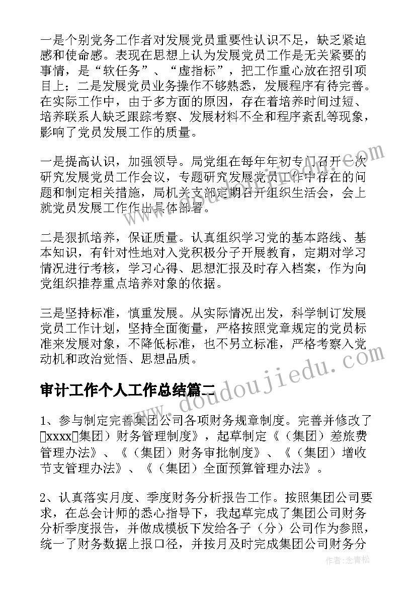 审计工作个人工作总结(通用10篇)