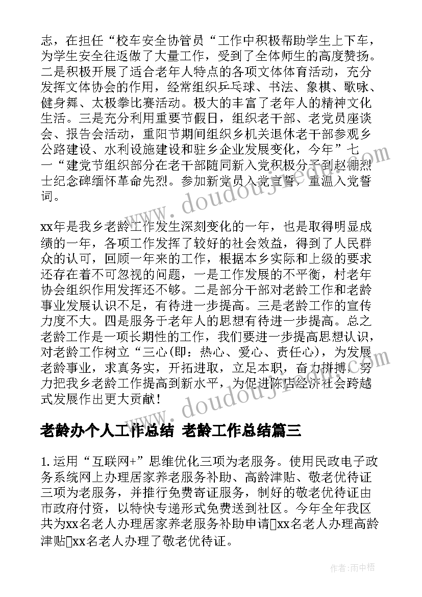 2023年老龄办个人工作总结 老龄工作总结(通用6篇)