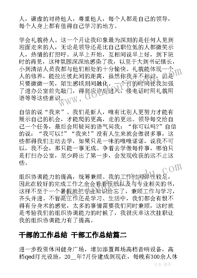 2023年干部的工作总结 干部工作总结(通用5篇)