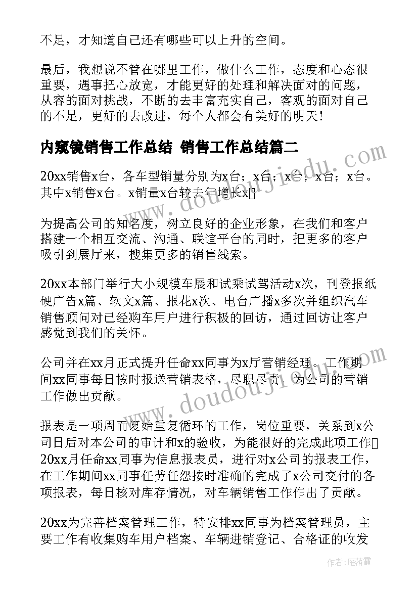 最新内窥镜销售工作总结 销售工作总结(大全8篇)