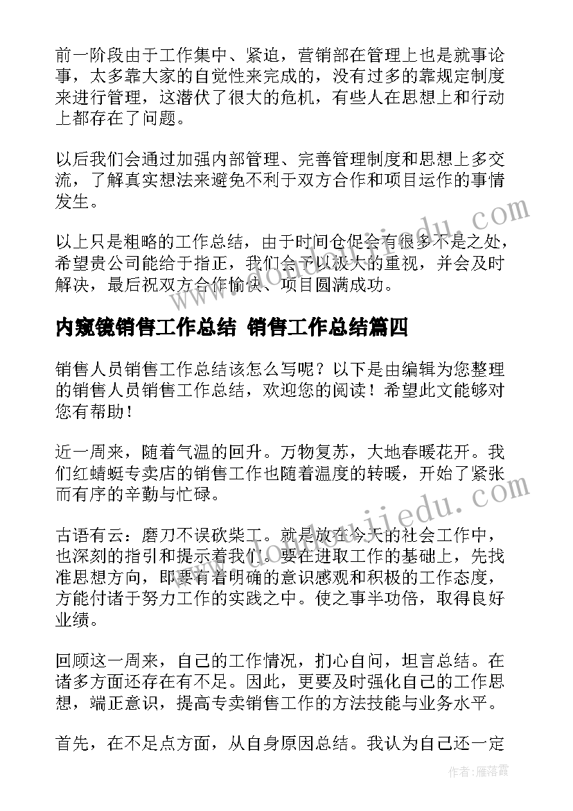 最新内窥镜销售工作总结 销售工作总结(大全8篇)