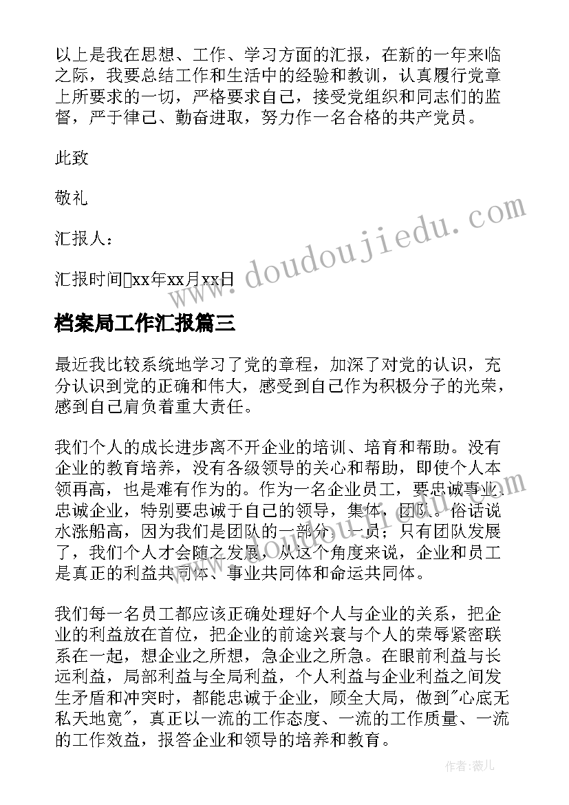 2023年档案局工作汇报(精选9篇)