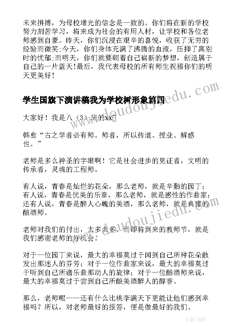 2023年学生国旗下演讲稿我为学校树形象 国旗下演讲稿(优秀8篇)