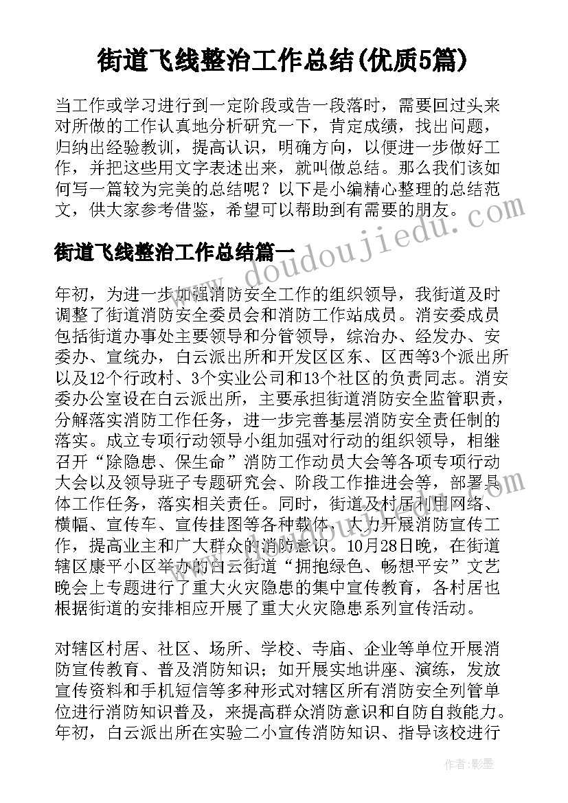 街道飞线整治工作总结(优质5篇)