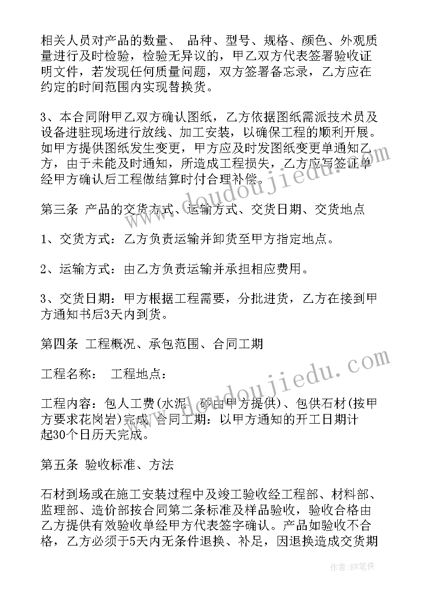 石材订购合同(模板8篇)