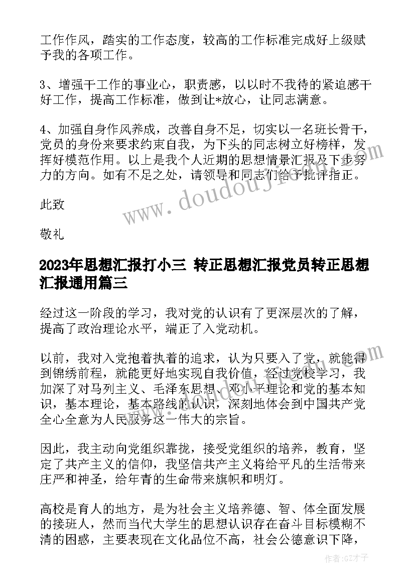 最新思想汇报打小三 转正思想汇报党员转正思想汇报(优质9篇)