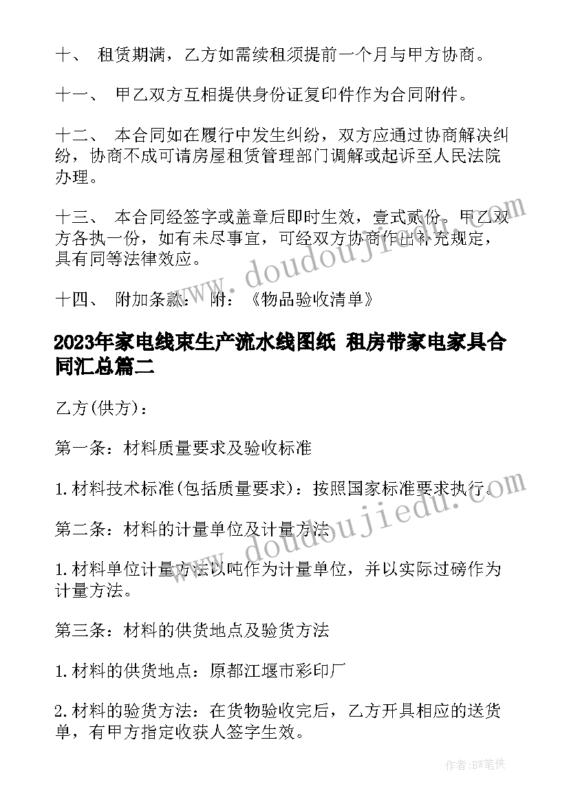 家电线束生产流水线图纸 租房带家电家具合同(模板5篇)