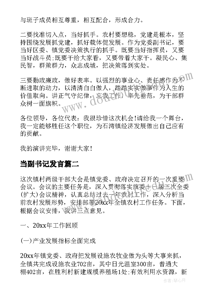 2023年当副书记发言 党委副书记竞岗演讲稿(通用9篇)