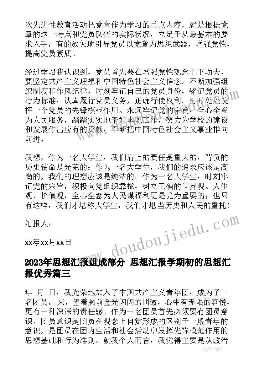 思想汇报组成部分 思想汇报学期初的思想汇报(优秀6篇)