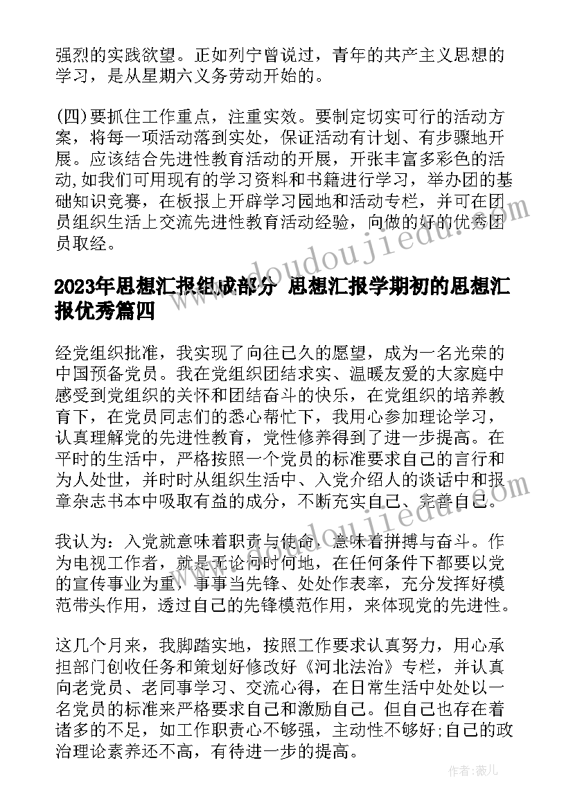 思想汇报组成部分 思想汇报学期初的思想汇报(优秀6篇)