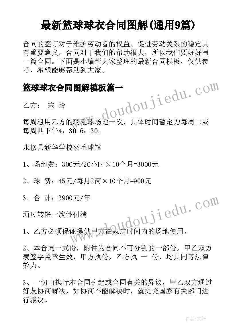 最新篮球球衣合同图解(通用9篇)