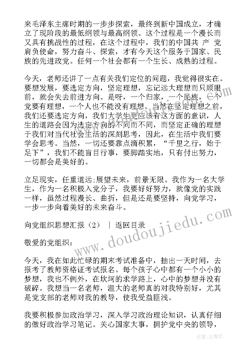 最新两新组织工作总结 向党组织思想汇报(精选8篇)