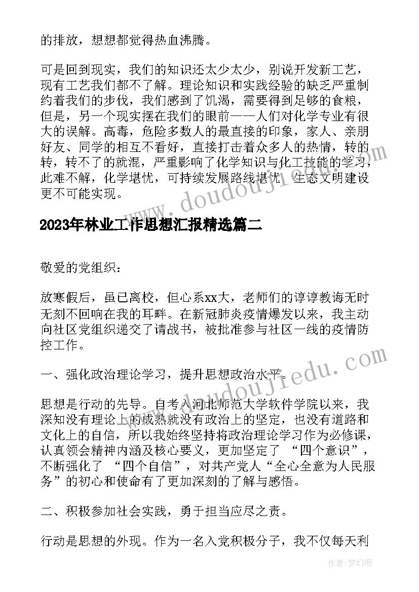 2023年林业工作思想汇报(精选9篇)