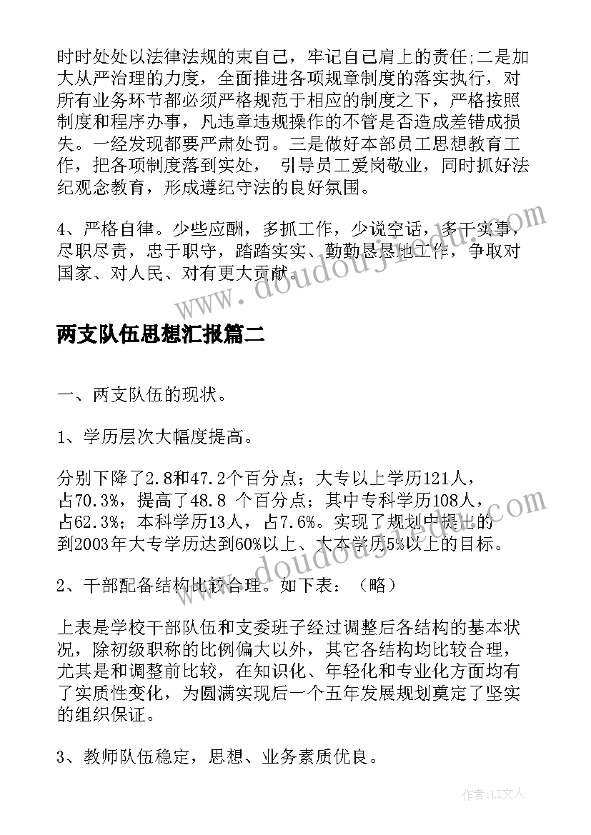 两支队伍思想汇报(模板5篇)