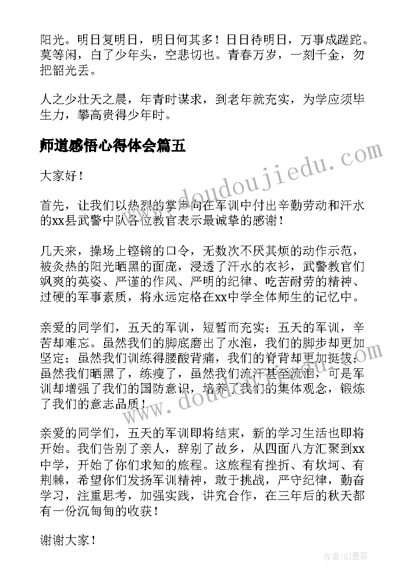 2023年师道感悟心得体会 军训感悟演讲稿(大全6篇)