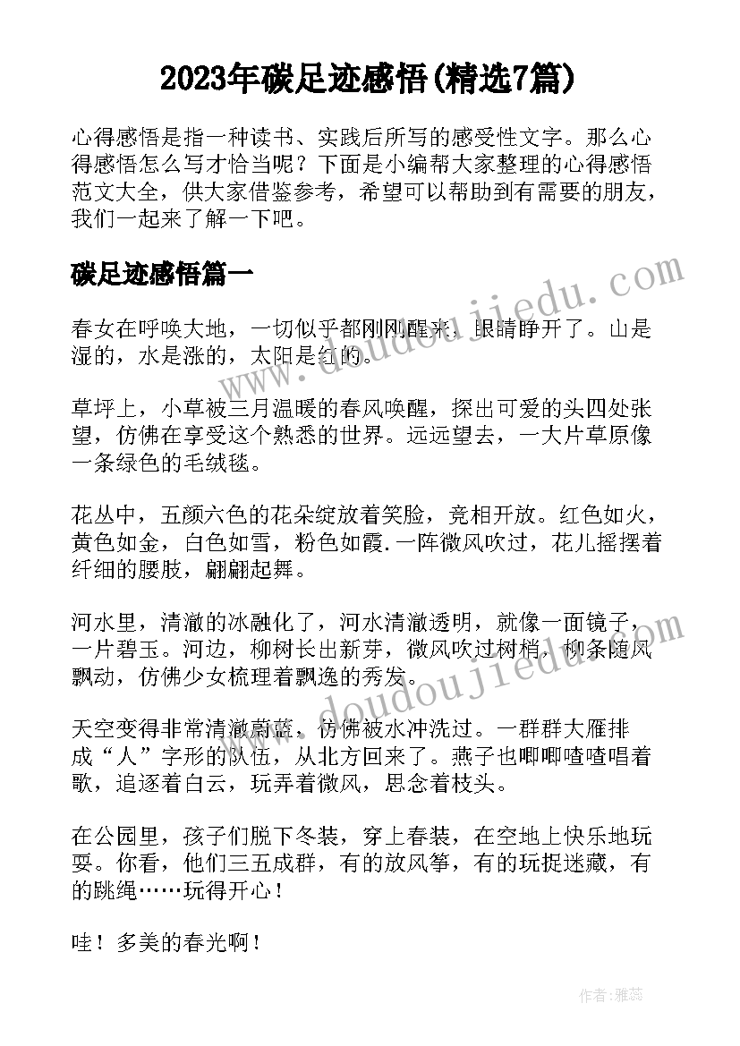 2023年碳足迹感悟(精选7篇)