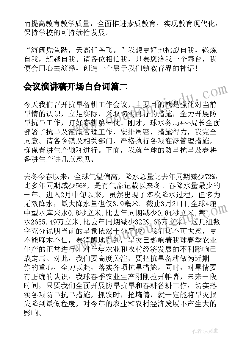 2023年会议演讲稿开场白台词(通用5篇)