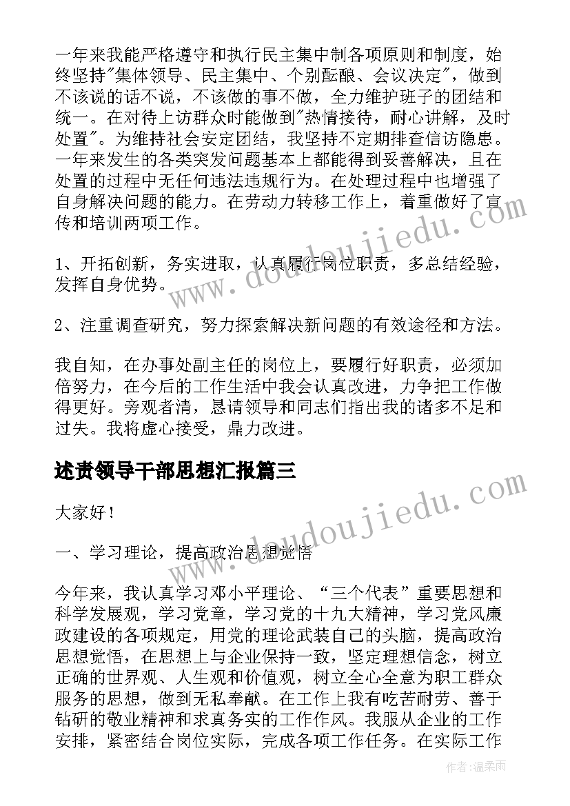 述责领导干部思想汇报 领导干部述责述廉报告(优秀5篇)