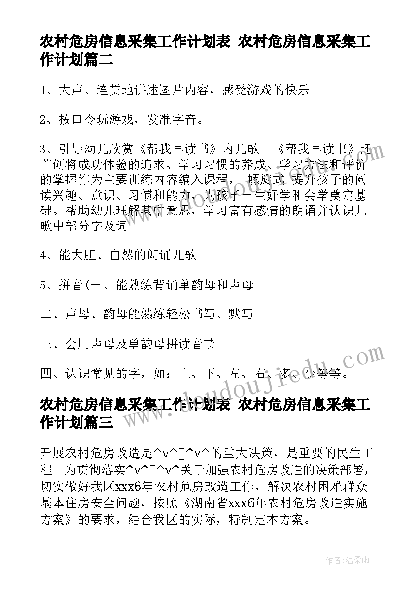 2023年农村危房信息采集工作计划表 农村危房信息采集工作计划(模板5篇)