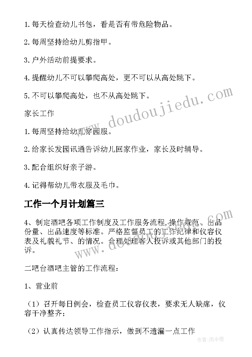 工作一个月计划(大全5篇)