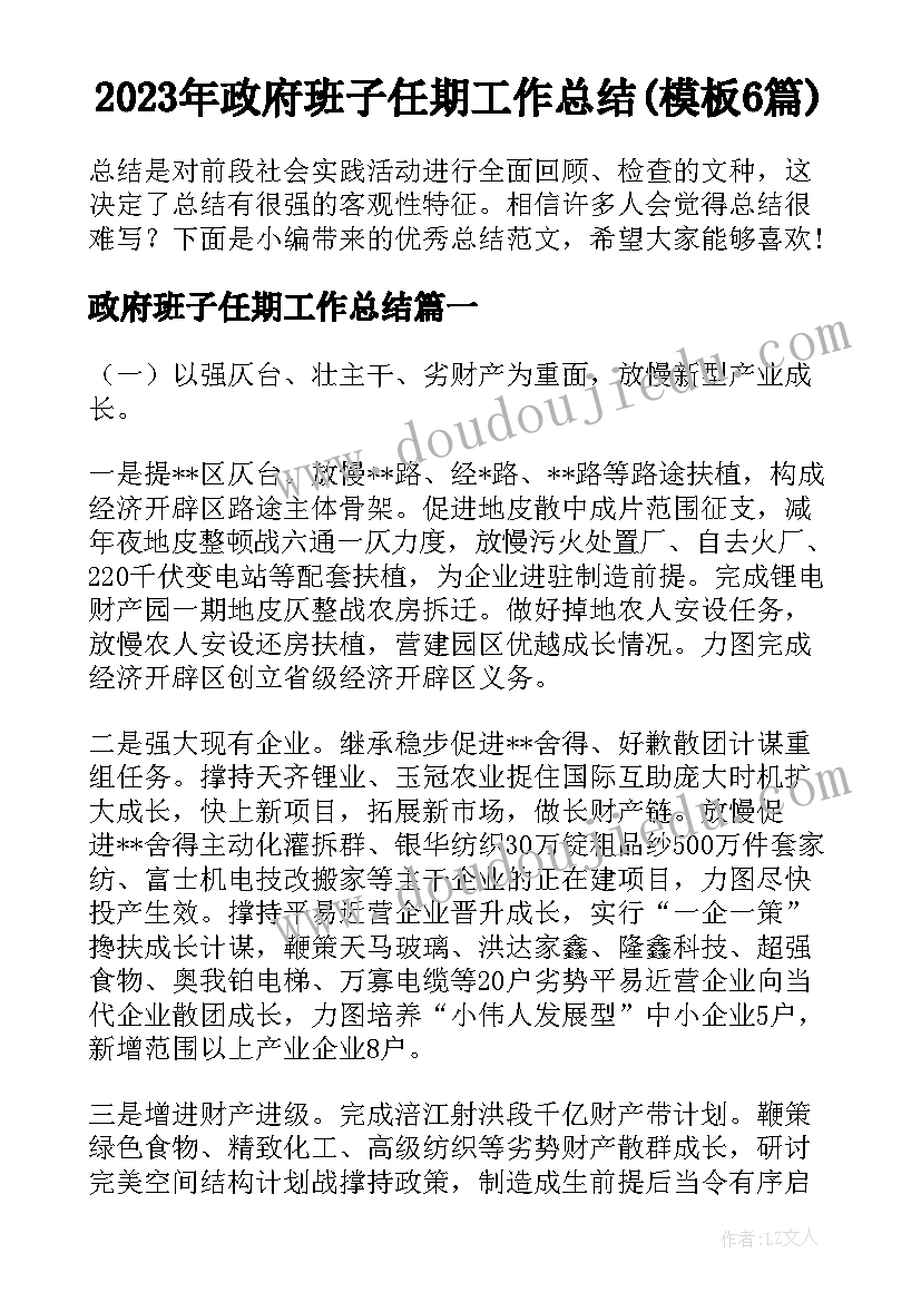 2023年政府班子任期工作总结(模板6篇)