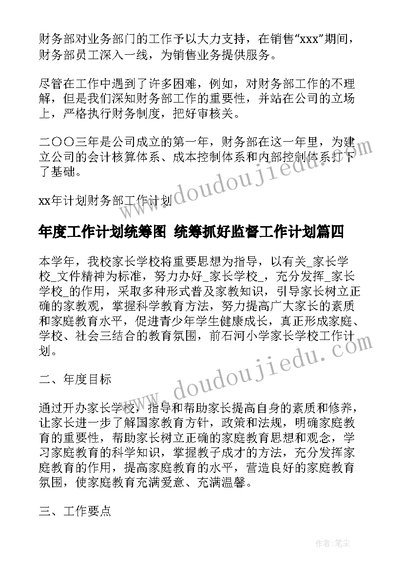 年度工作计划统筹图 统筹抓好监督工作计划(通用9篇)