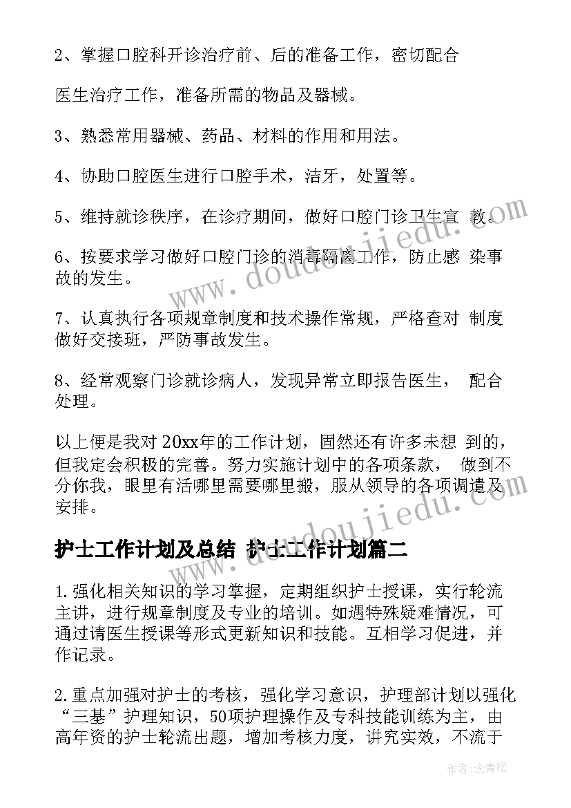 2023年护士工作计划及总结 护士工作计划(优质7篇)