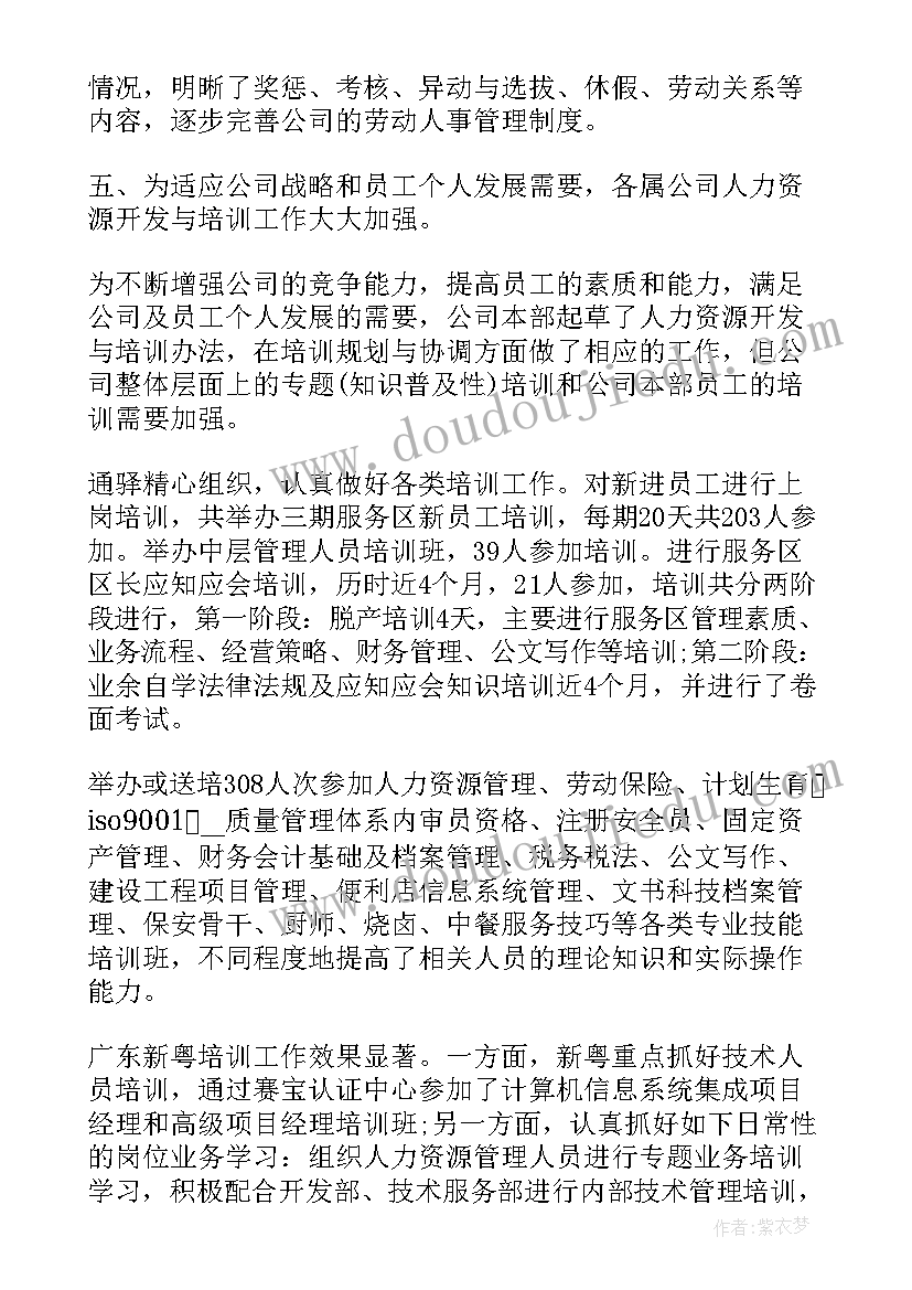 人力资源管理工作总结目录(优质5篇)