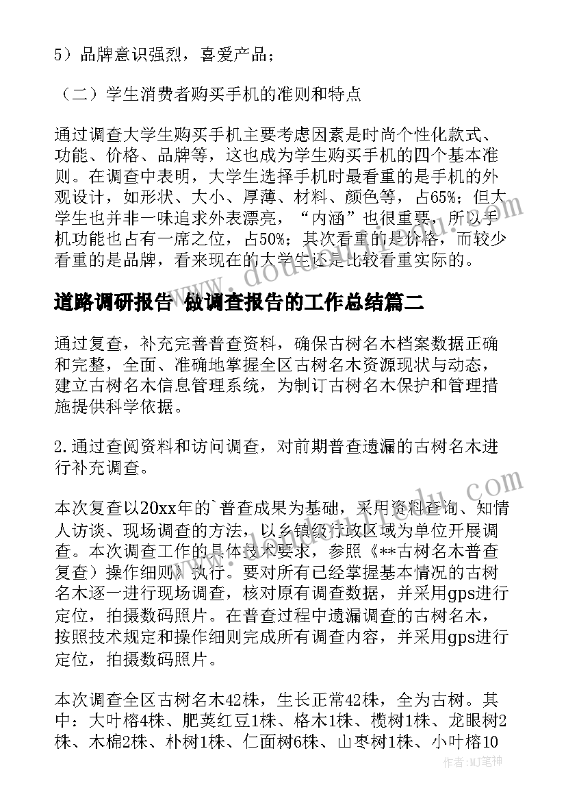 最新道路调研报告 做调查报告的工作总结(优质7篇)