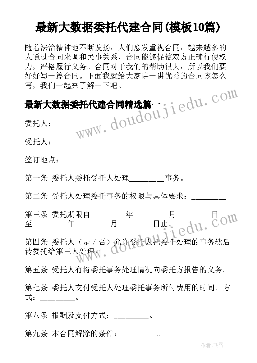 最新大数据委托代建合同(模板10篇)