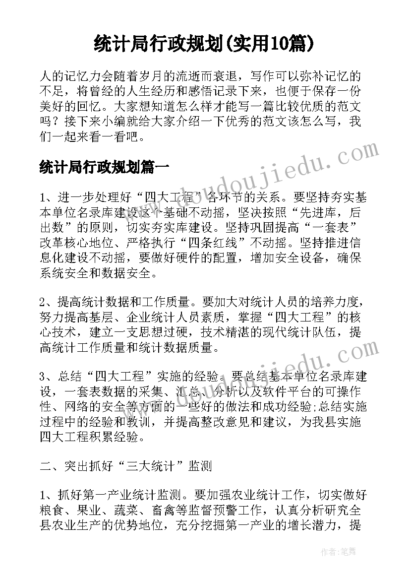 统计局行政规划(实用10篇)