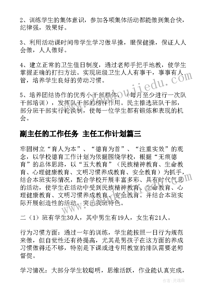 最新副主任的工作任务 主任工作计划(实用6篇)