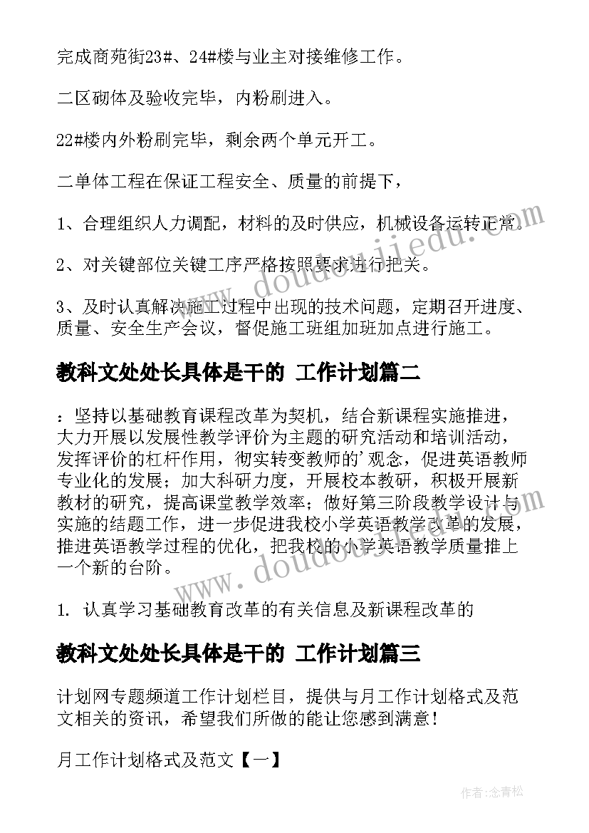 教科文处处长具体是干的 工作计划(实用6篇)