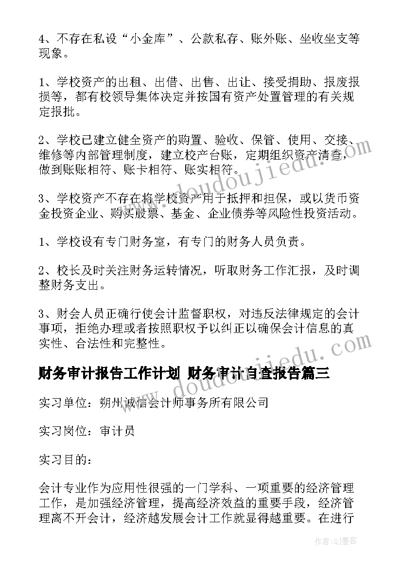 最新财务审计报告工作计划 财务审计自查报告(优质10篇)