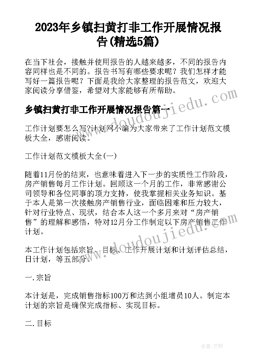 2023年乡镇扫黄打非工作开展情况报告(精选5篇)