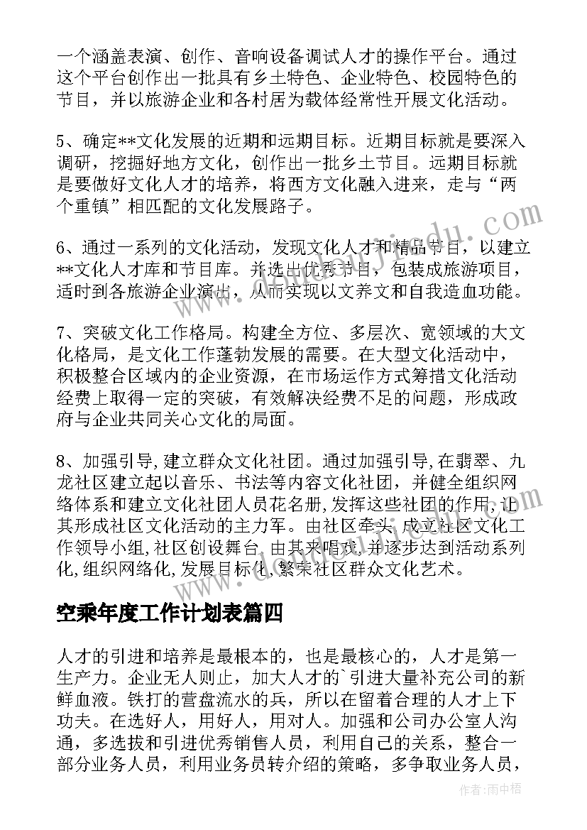 2023年空乘年度工作计划表(精选7篇)