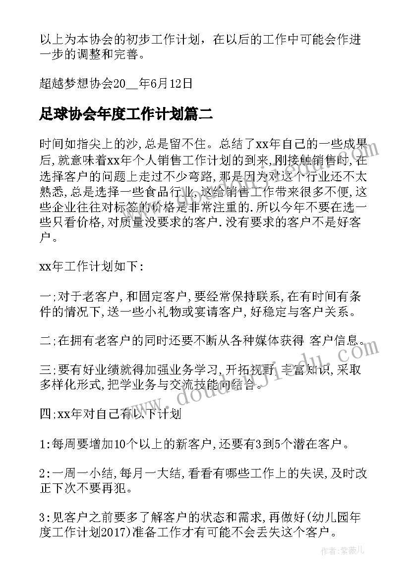 2023年足球协会年度工作计划(实用5篇)