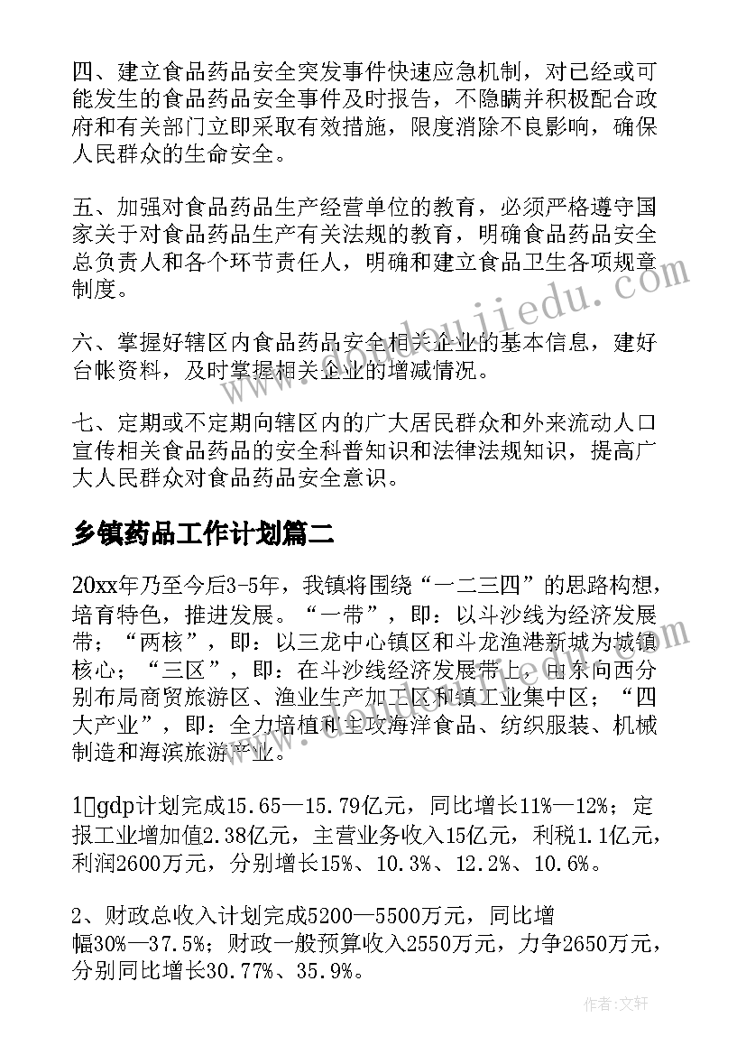 乡镇药品工作计划(精选7篇)