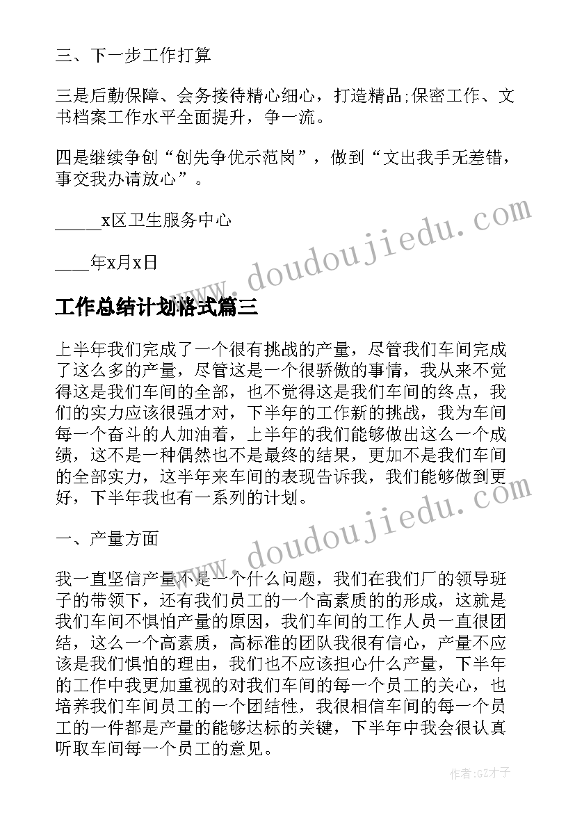 2023年工作总结计划格式(实用8篇)