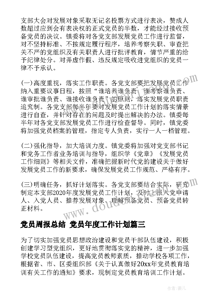 2023年党员周报总结 党员年度工作计划(优秀5篇)