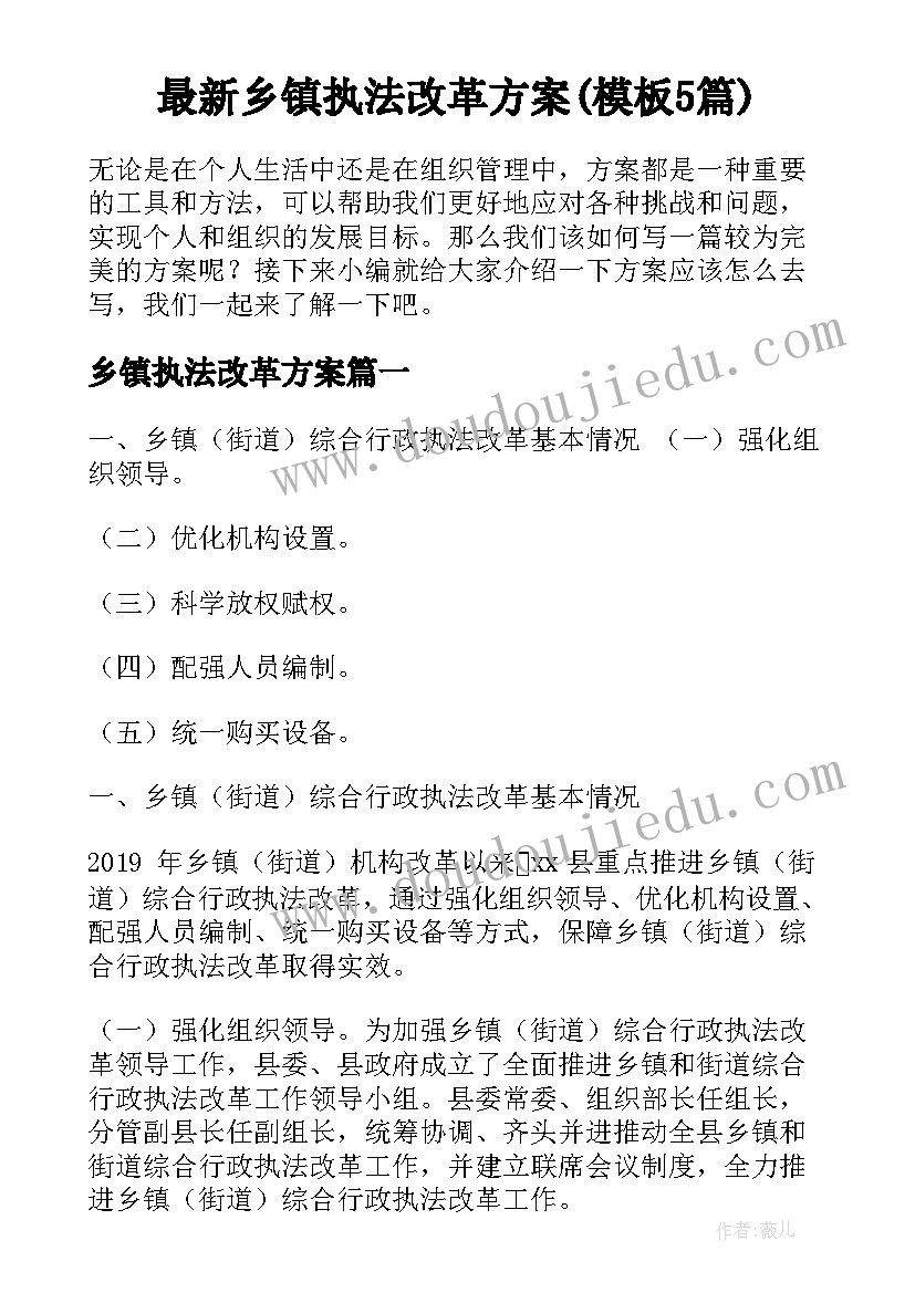 最新乡镇执法改革方案(模板5篇)