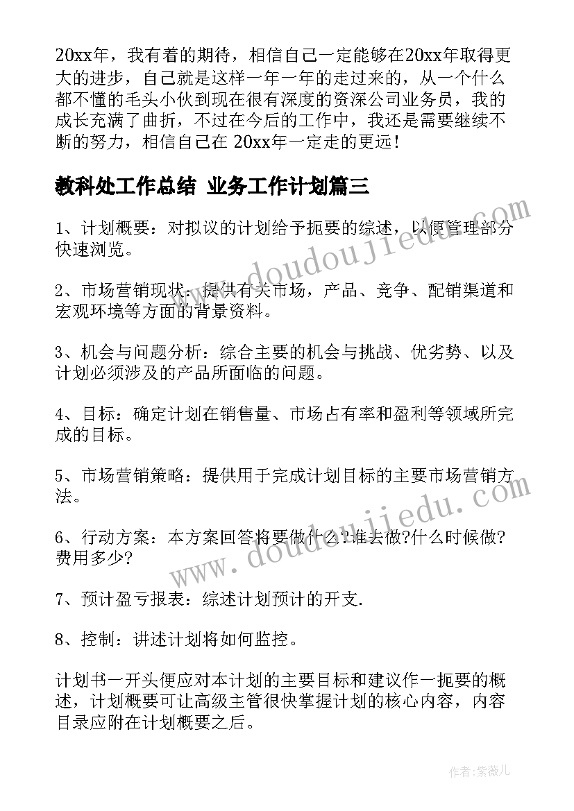 2023年教科处工作总结 业务工作计划(模板7篇)