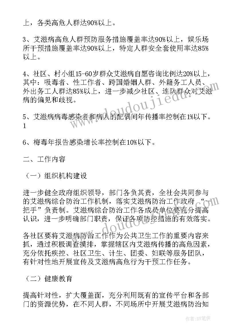 脑卒中防治工作计划表 艾滋病防治工作计划(大全7篇)