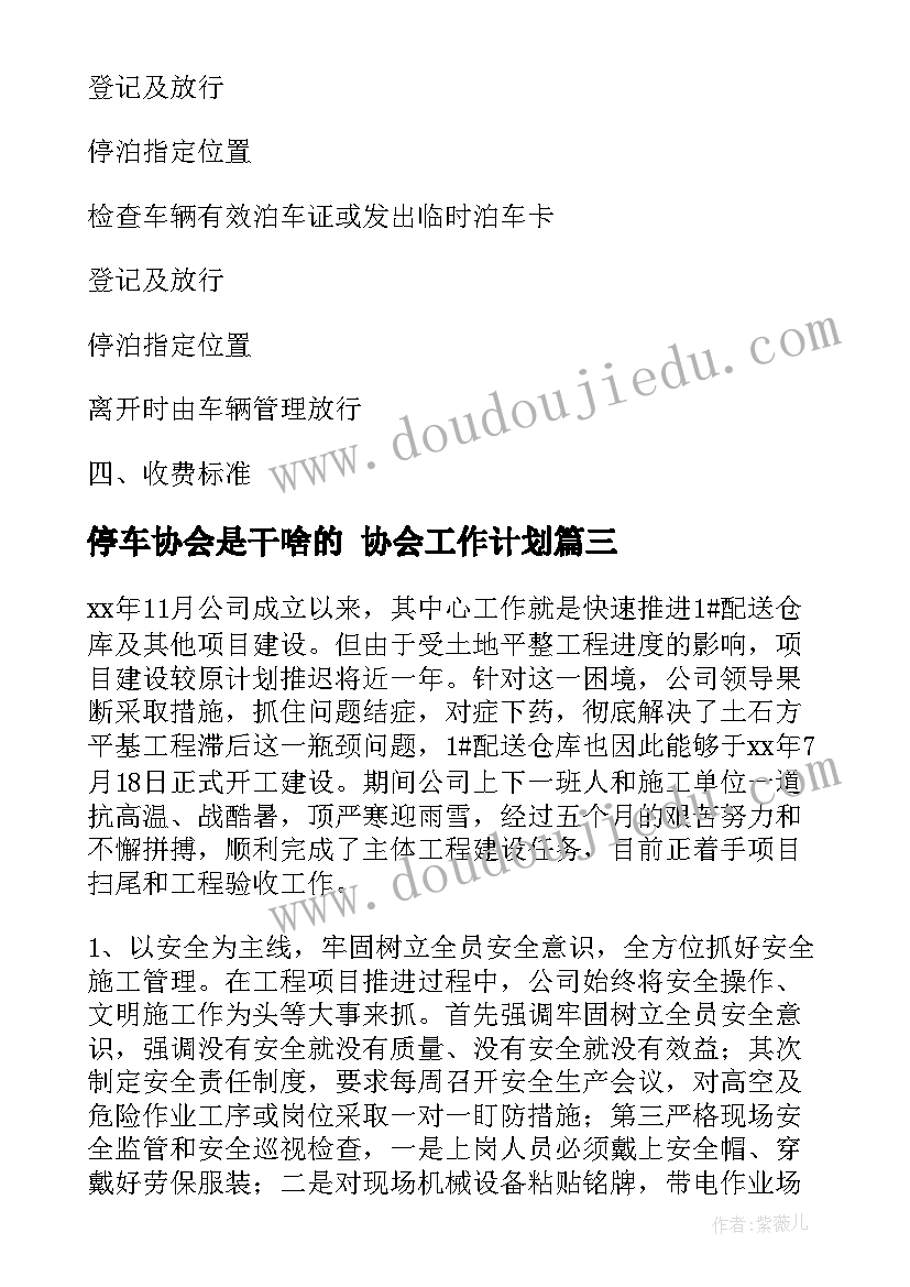 停车协会是干啥的 协会工作计划(通用10篇)