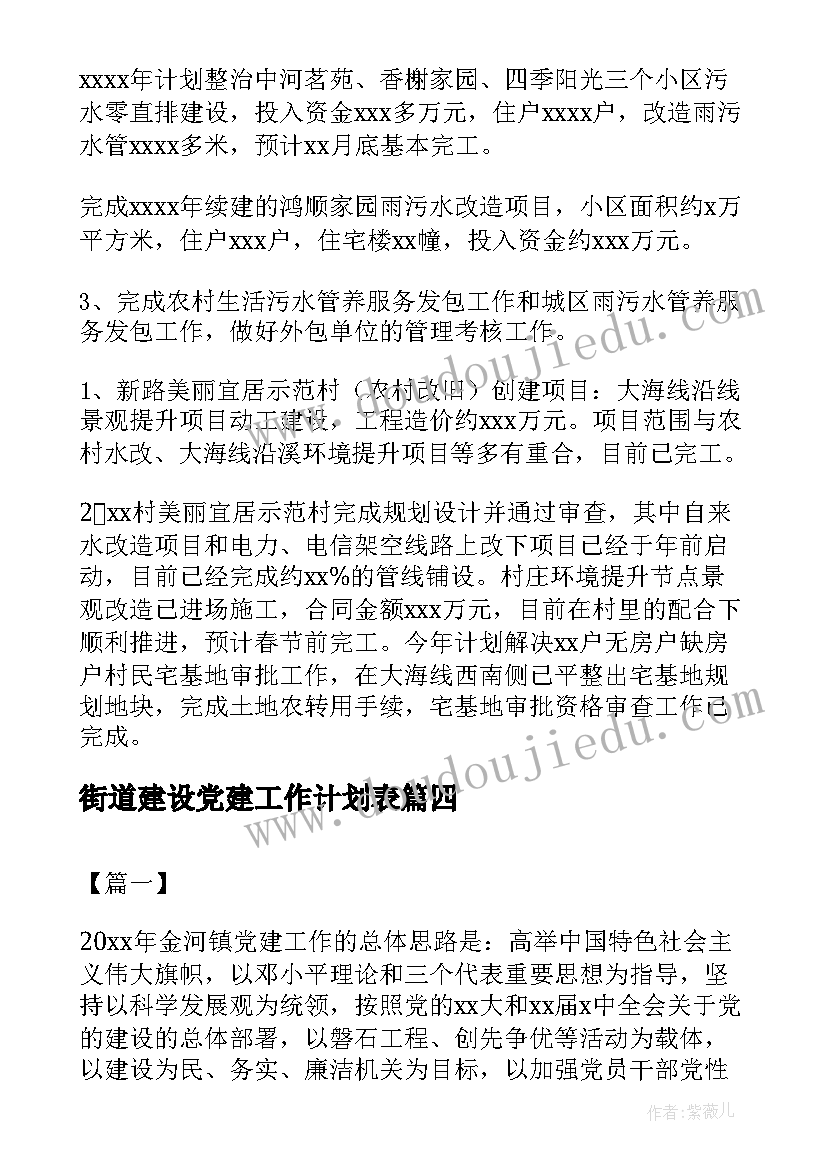 2023年街道建设党建工作计划表(优质8篇)