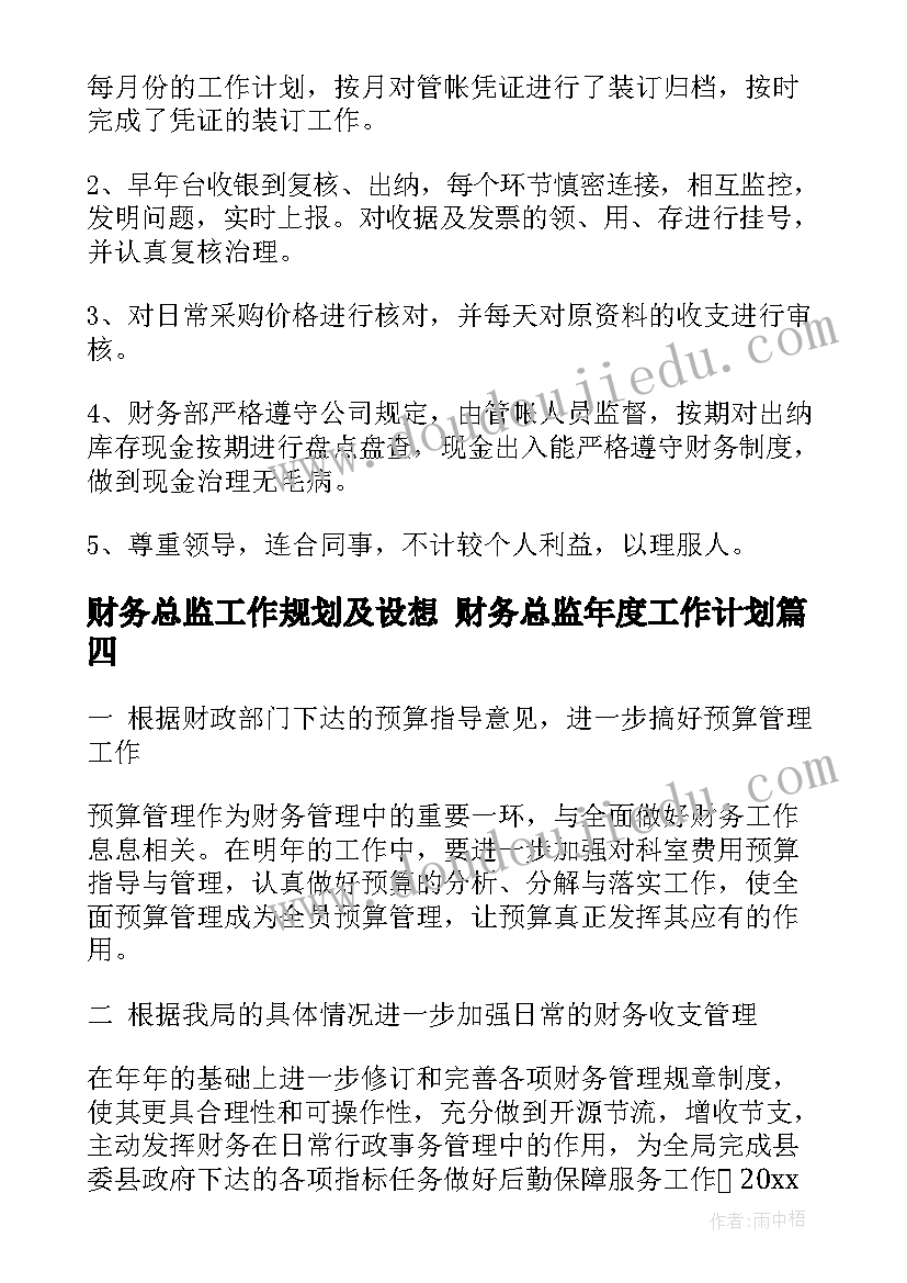 最新财务总监工作规划及设想 财务总监年度工作计划(模板10篇)