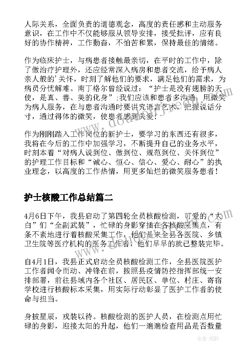 护士核酸工作总结(大全9篇)