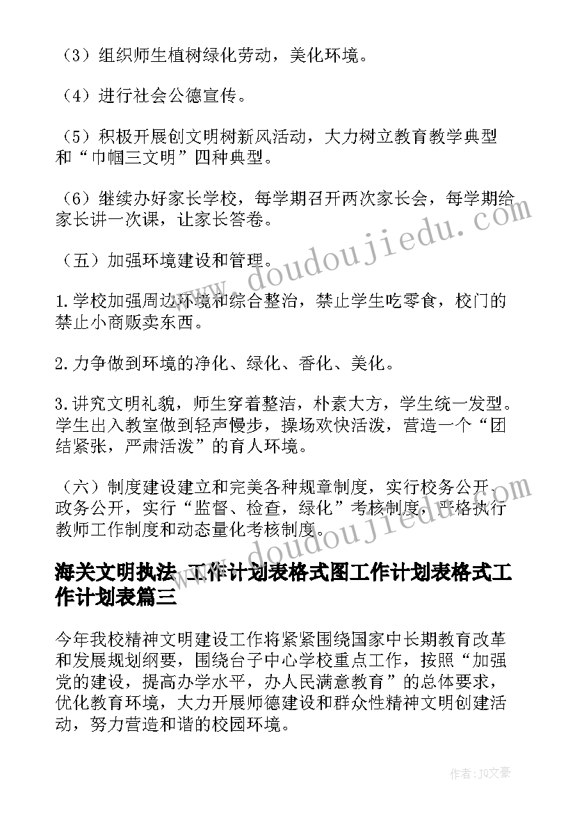 海关文明执法 工作计划表格式图工作计划表格式工作计划表(优质9篇)