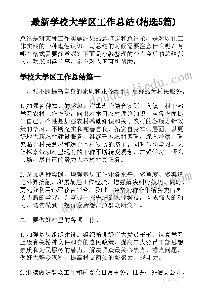 最新学校大学区工作总结(精选5篇)