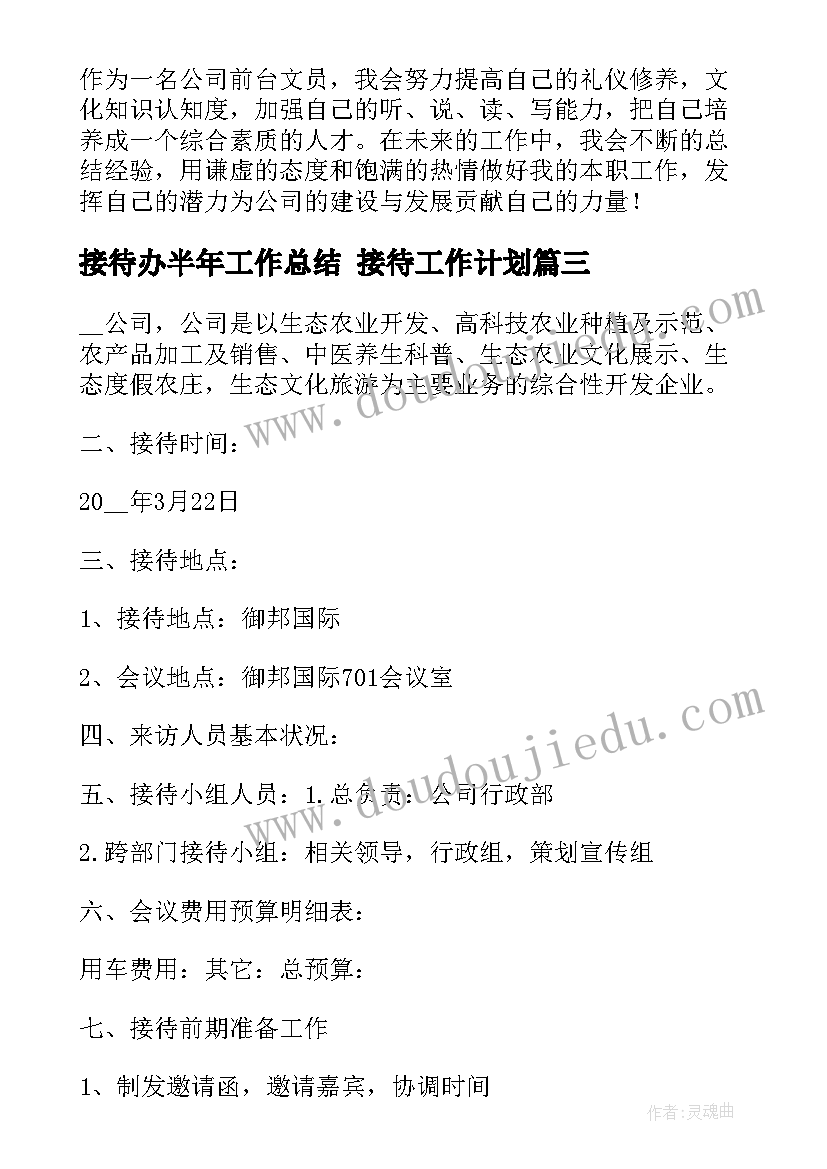 2023年接待办半年工作总结 接待工作计划(大全6篇)